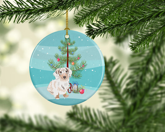 Dachshund Dapple #2 Christmas Ceramic Ornament