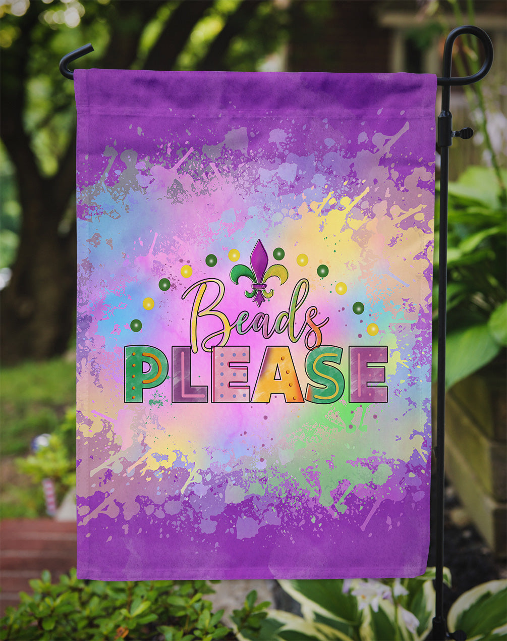Beads Please Mardi Gras Garden Flag – Decorative Outdoor Yard Flag
