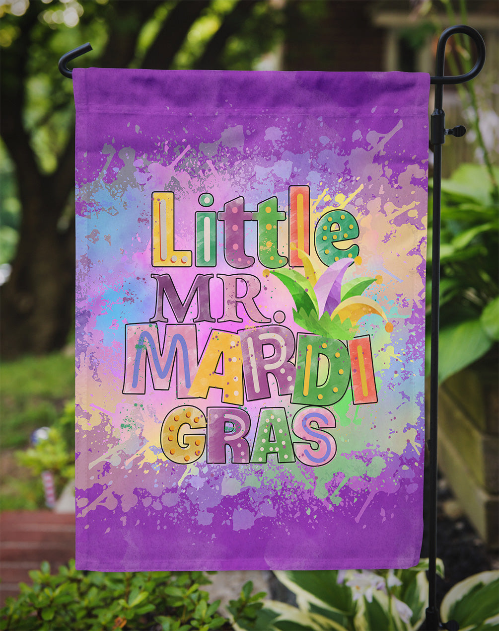 Little Mr. Mardi Gras Garden Flag – Decorative Outdoor Yard Flag