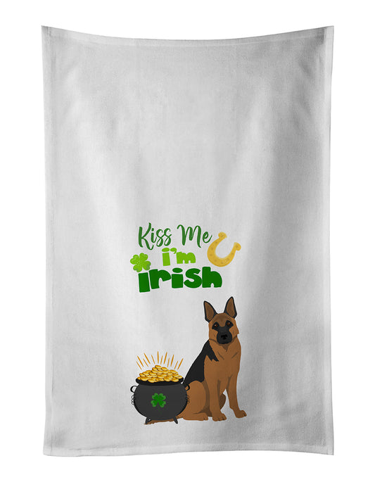 Black and Tan German Shepherd St. Patrick's Day White Kitchen Towel Set of 2 Dish Towels