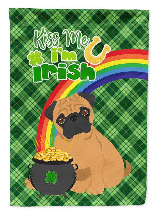 Apricot Pug St. Patrick's Day Flag Garden Size