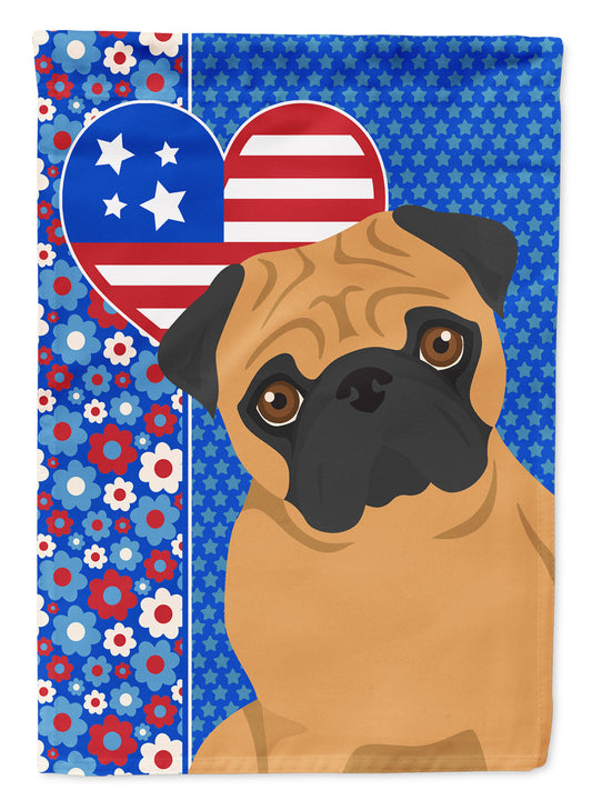 Apricot Pug USA American Flag Garden Size