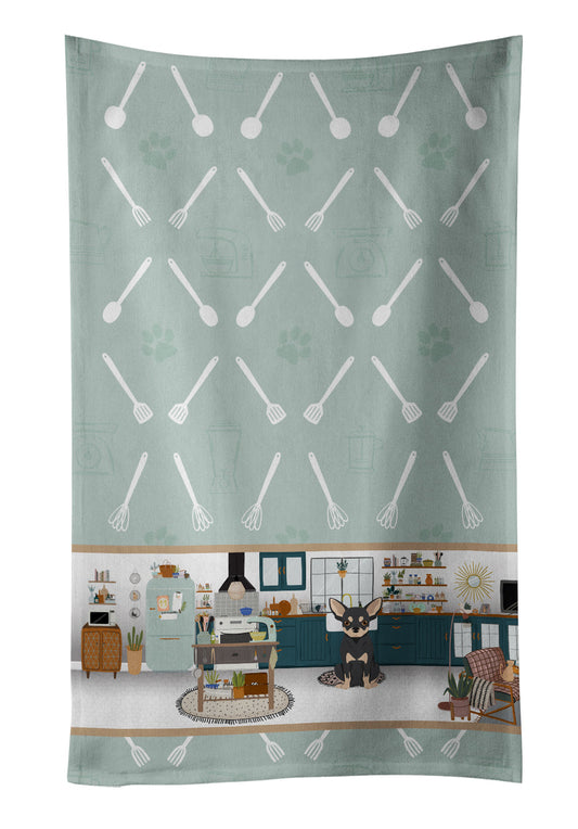 Black and Cream Chihuahua in the Kitchen Kitchen Towel