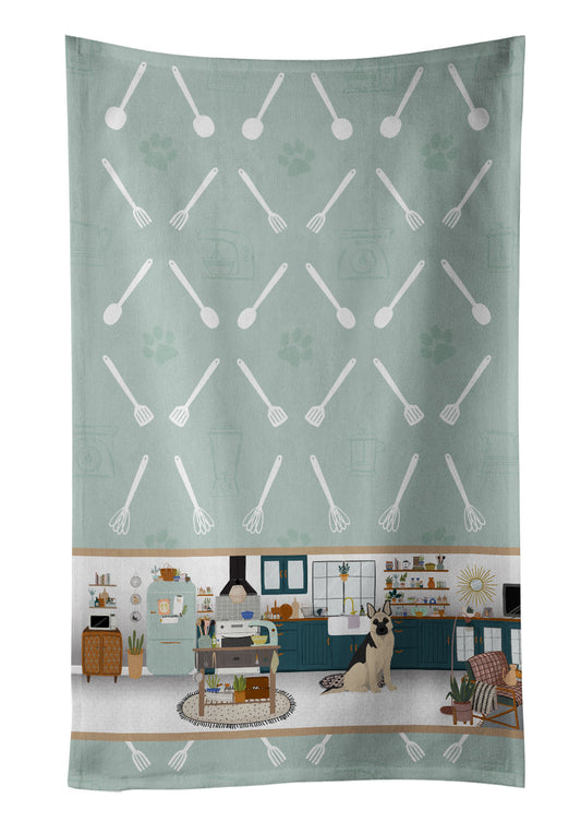 Black and Silver German Shepherd in the Kitchen Kitchen Towel