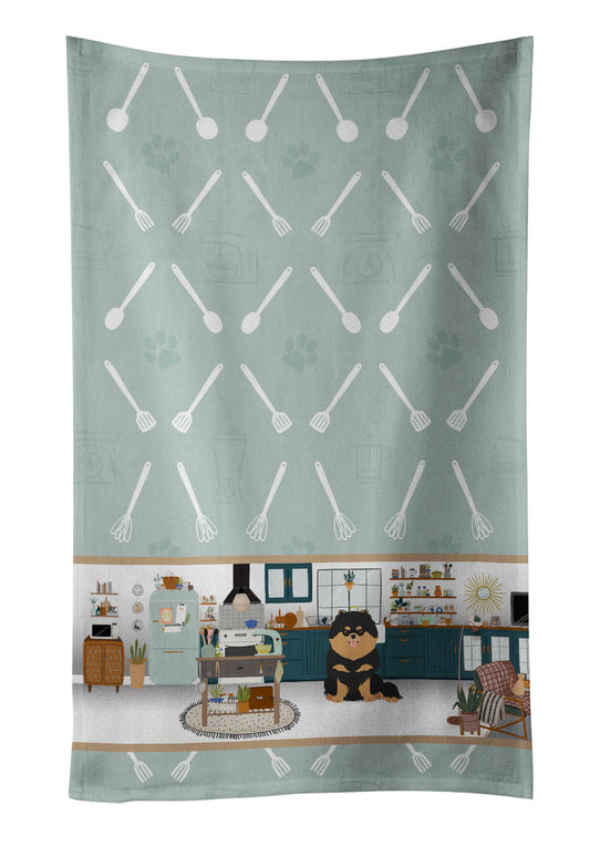 Black and Tan Pomeranian in the Kitchen Kitchen Towel