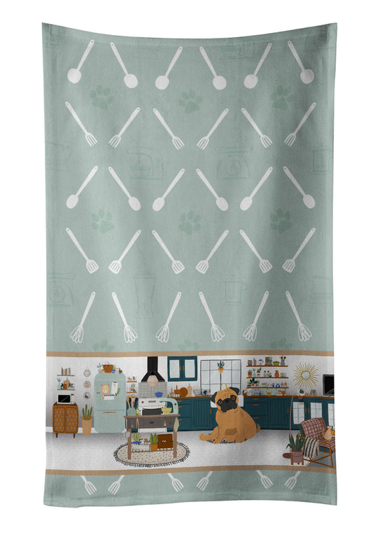 Apricot Pug in the Kitchen Kitchen Towel