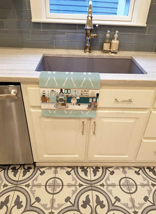 Blue Merle Cardigan Corgi in the Kitchen Kitchen Towel