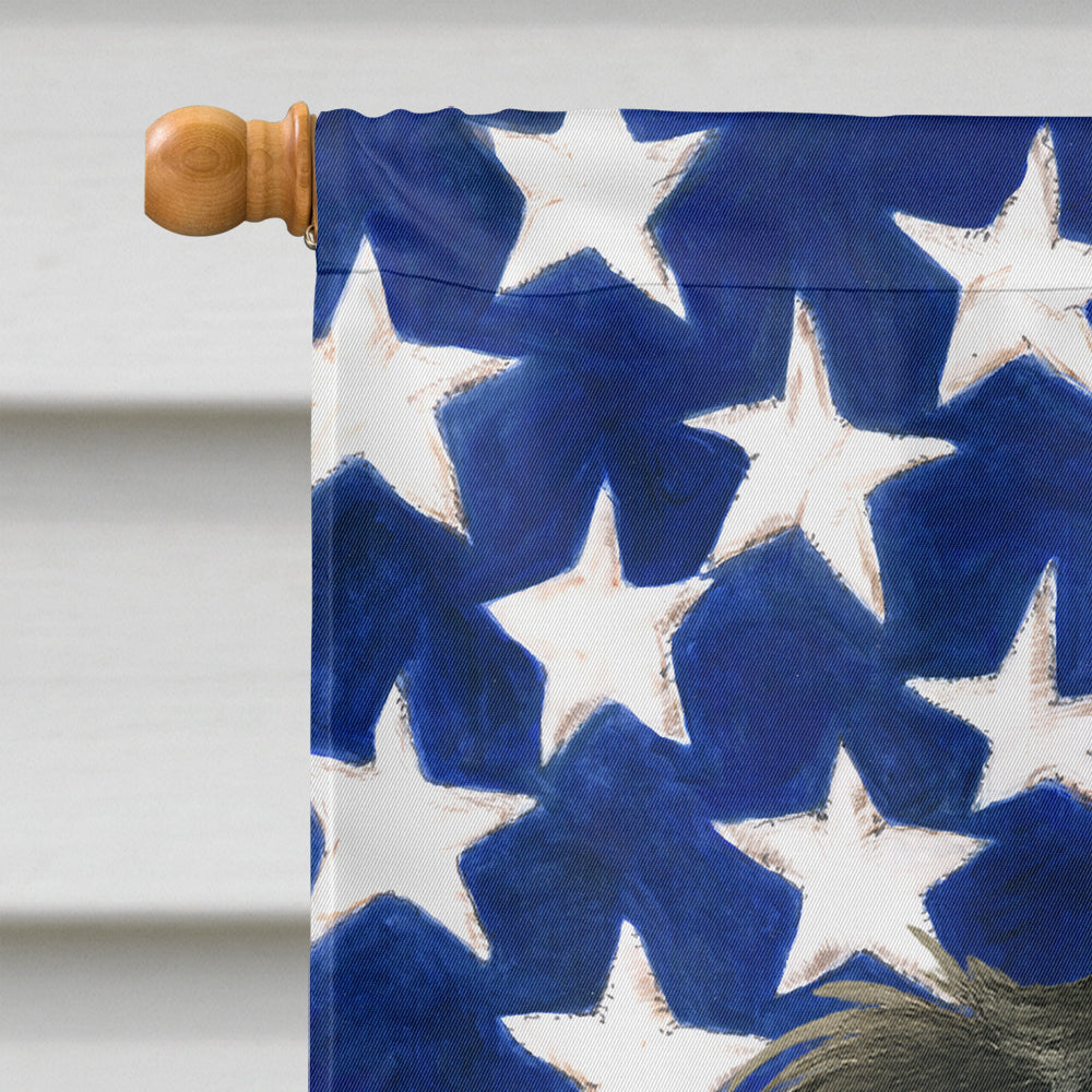 Longhaired Black and Tan Dachshund American Flag House Flag