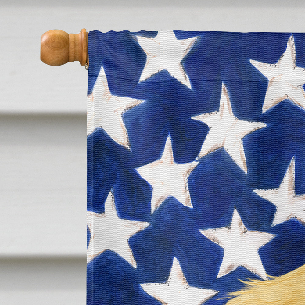 Longhaired Cream Dachshund American Flag House Flag