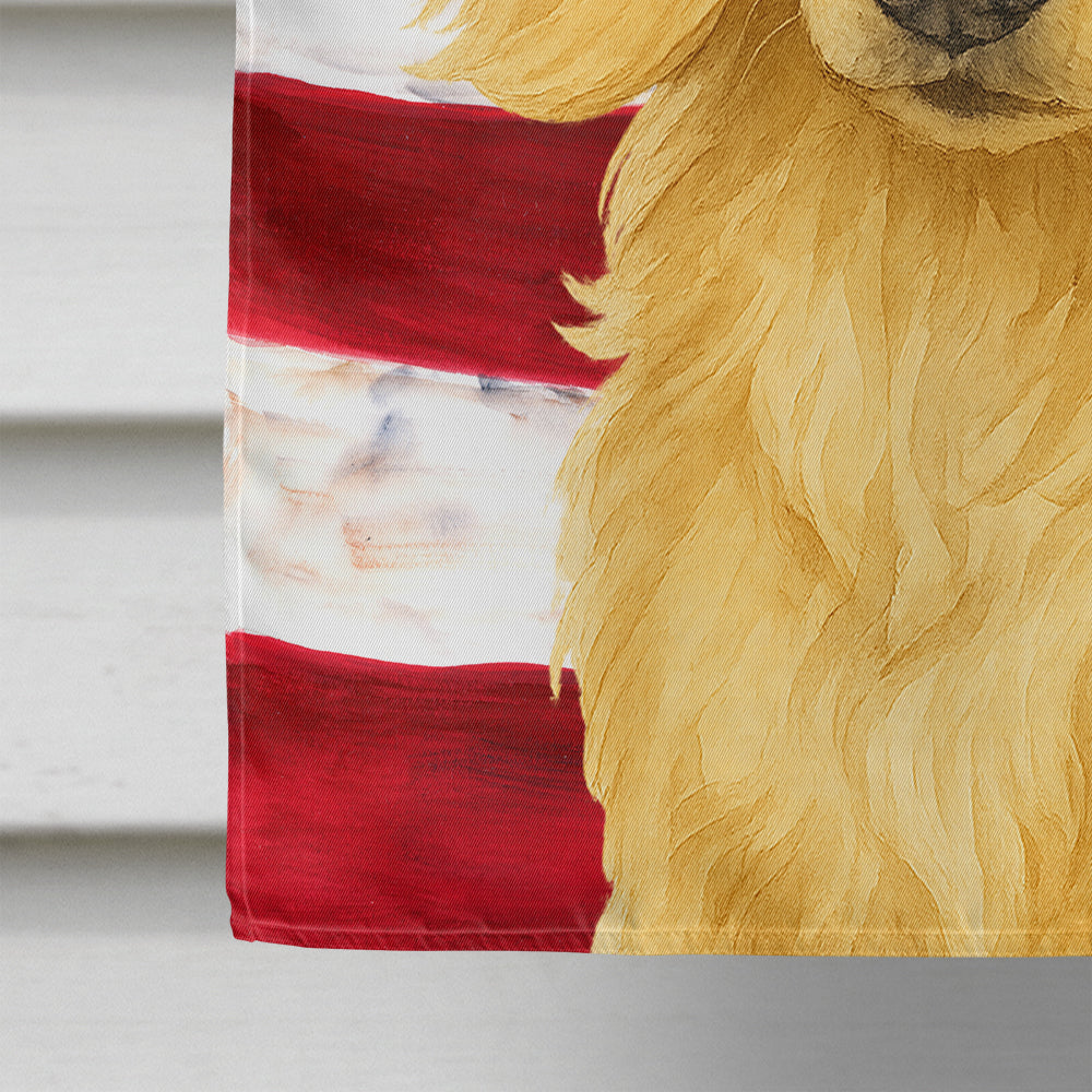 Longhaired Cream Dachshund American Flag House Flag
