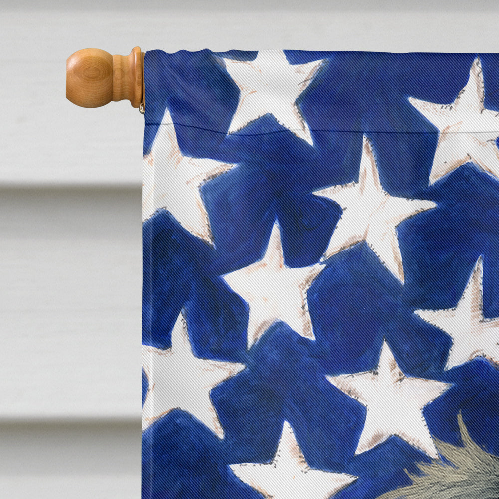 Longhaired Dapple Dachshund American Flag House Flag