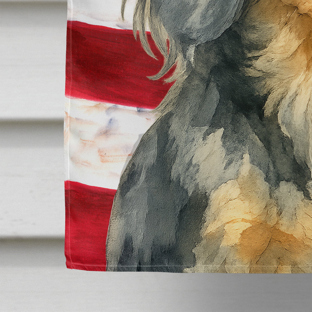 Longhaired Dapple Dachshund American Flag House Flag