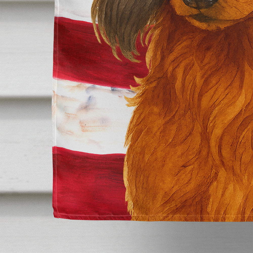 Longhaired Red Dachshund American Flag House Flag