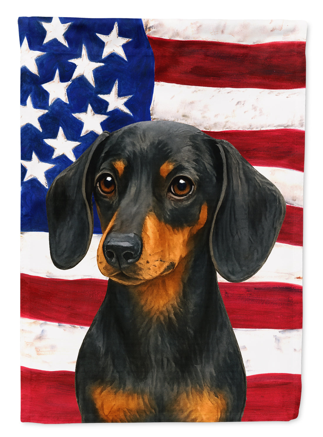 Black and Tan Dachshund American Flag Garden Flag