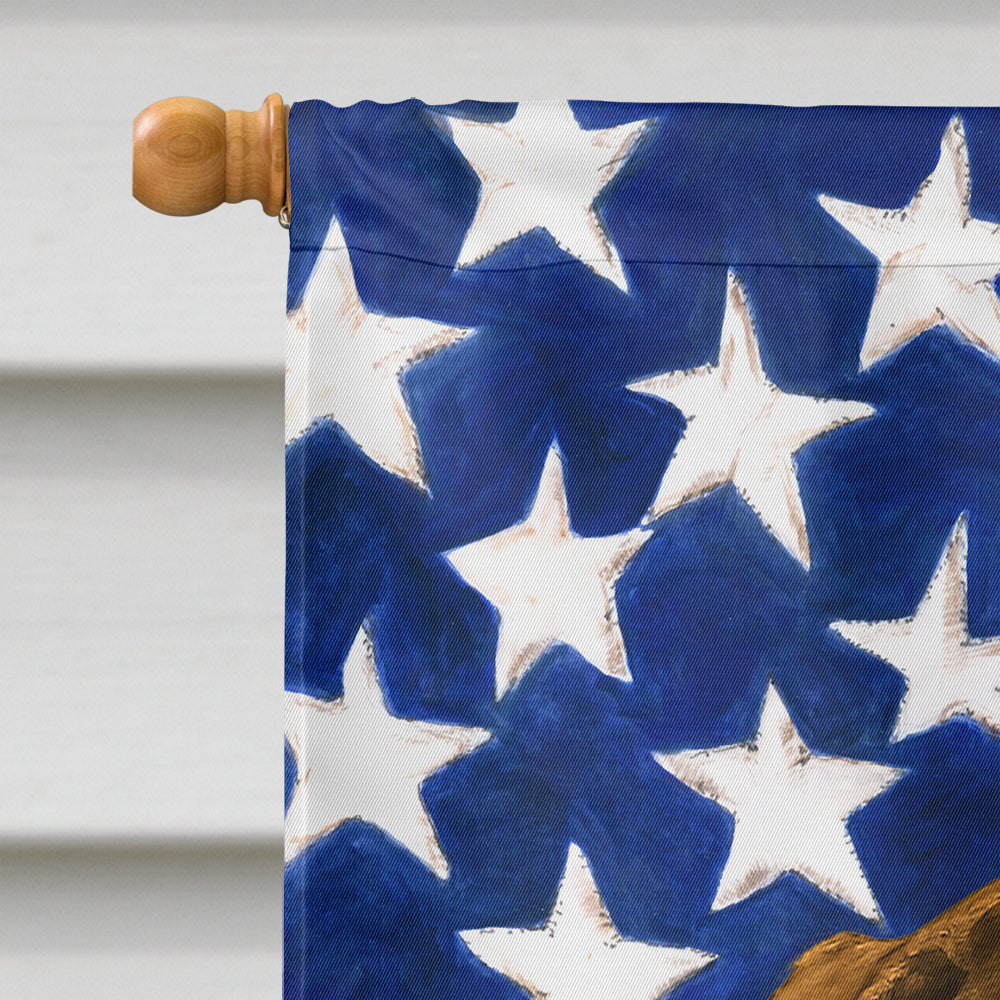 Chocolate and Tan Dachshund American Flag House Flag