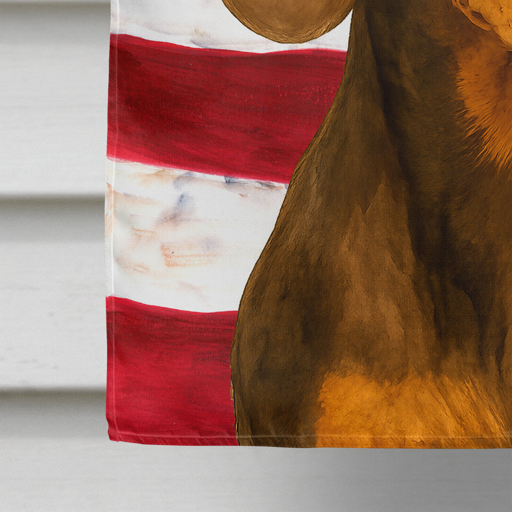 Chocolate and Tan Dachshund American Flag House Flag