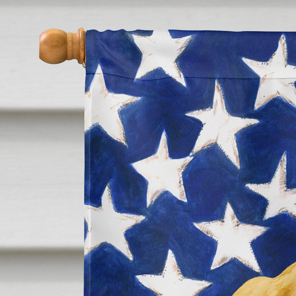 Cream Dachshund American Flag House Flag