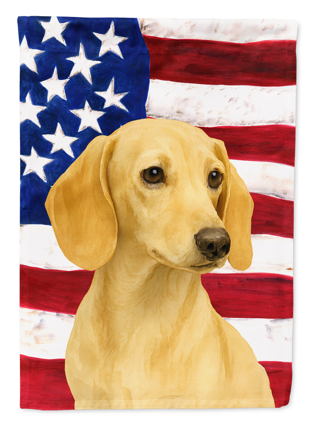 Cream Dachshund American Flag Garden Flag