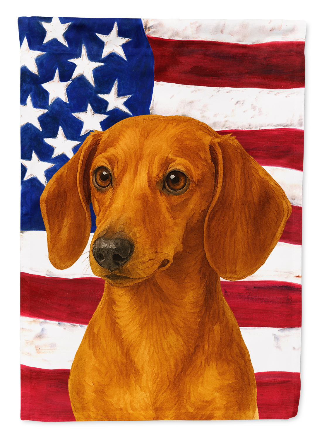 Red Dachshund American Flag Garden Flag