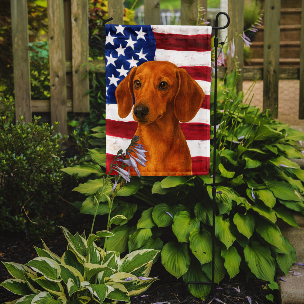 Red Dachshund American Flag Garden Flag