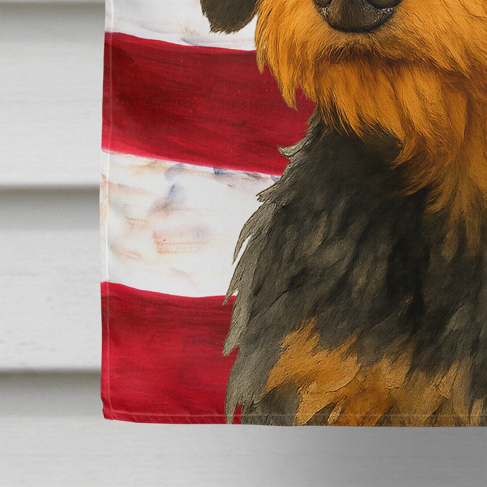 Wirehaired Black and Tan Dachshund American Flag House Flag