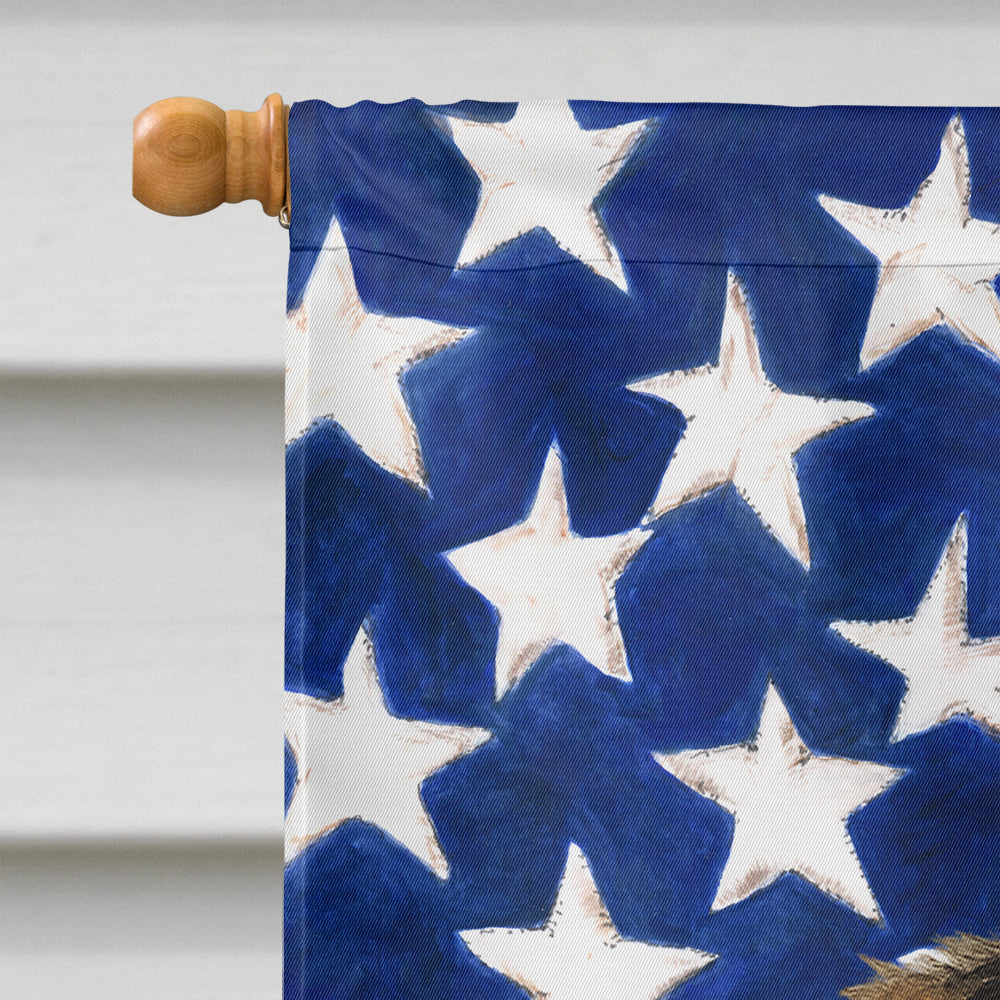 Wirehaired Wild Boar Dachshund American Flag House Flag