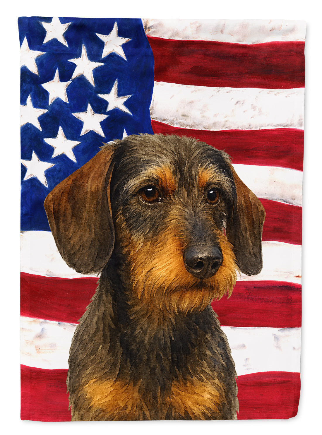 Wirehaired Wild Boar Dachshund American Flag Garden Flag