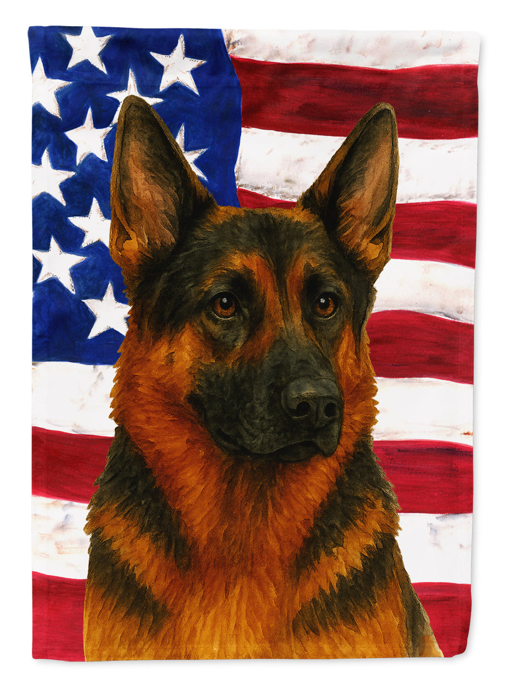 Black and Red German Shepherd American Flag House Flag
