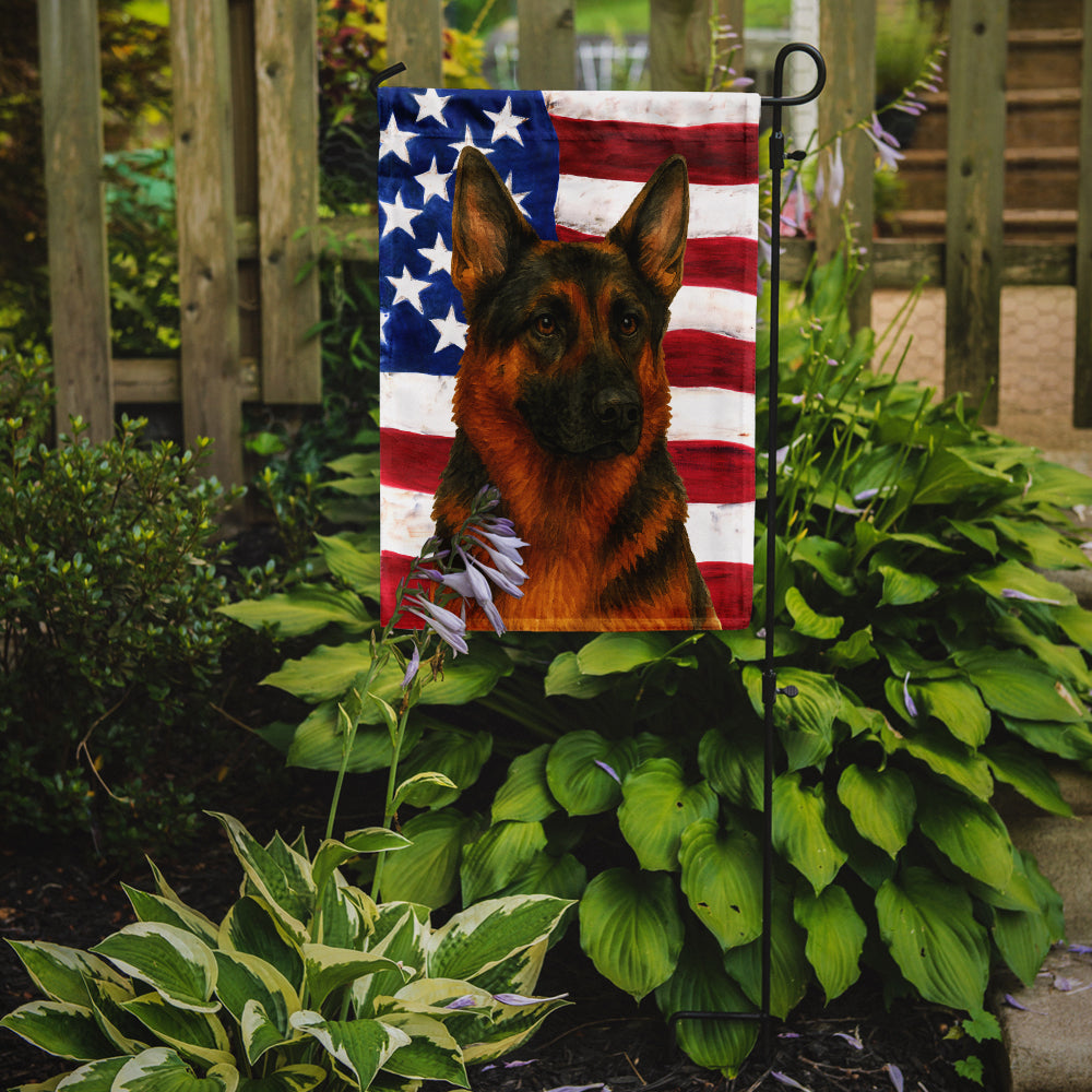 Black and Red German Shepherd American Flag Garden Flag