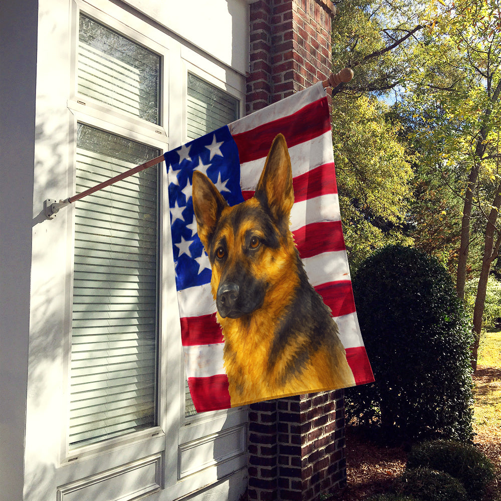 Black and Tan German Shepherd American Flag House Flag