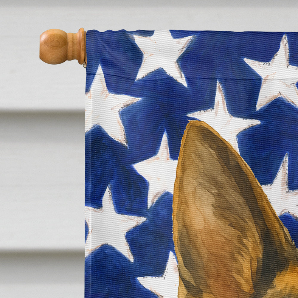 Black and Tan German Shepherd American Flag House Flag
