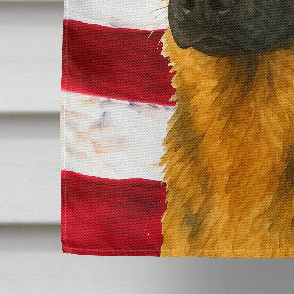 Black and Tan German Shepherd American Flag House Flag