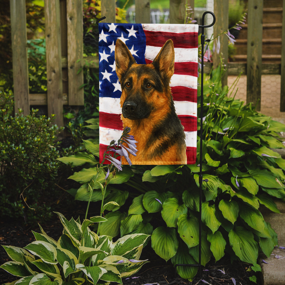 Black and Tan German Shepherd American Flag Garden Flag
