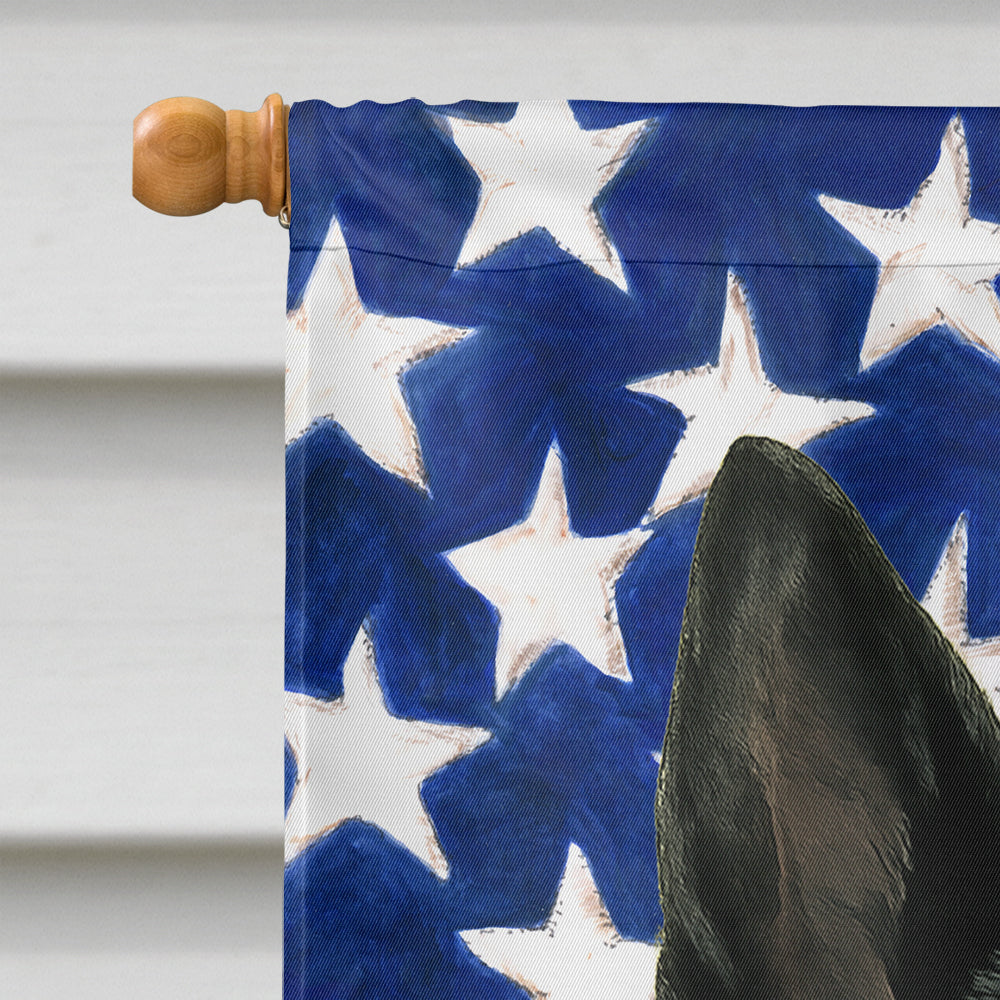 Black German Shepherd American Flag House Flag