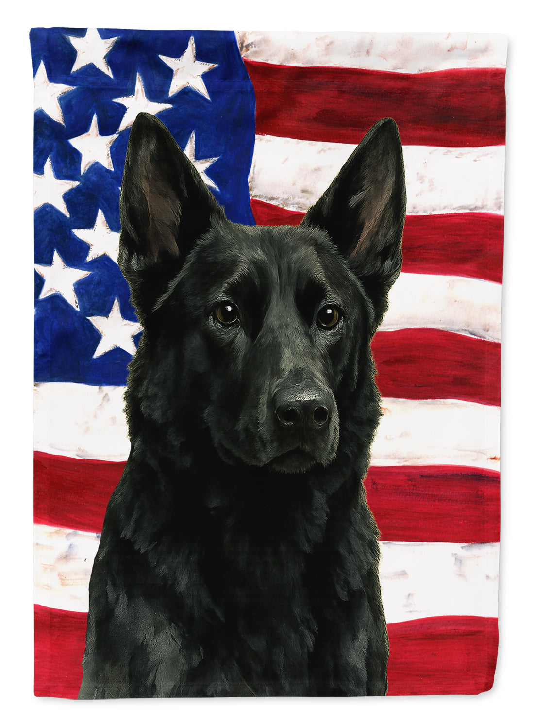 Black German Shepherd American Flag Garden Flag