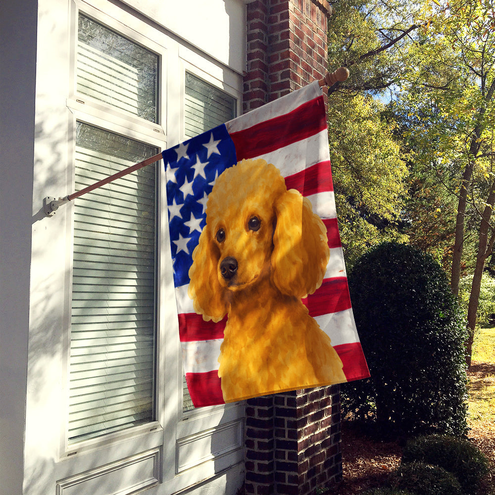 Apricot Miniature Poodle American Flag House Flag