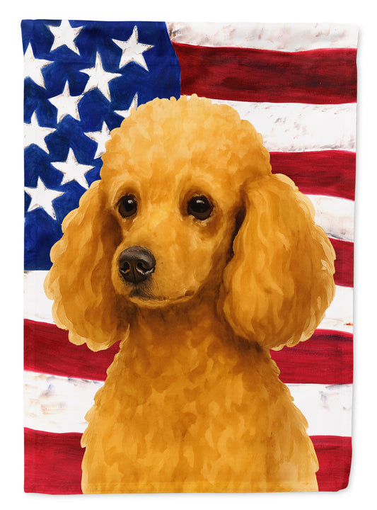 Apricot Miniature Poodle American Flag Garden Flag