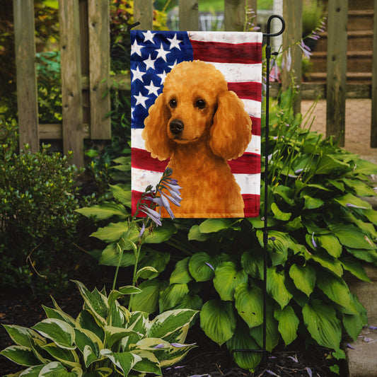 Apricot Miniature Poodle American Flag Garden Flag
