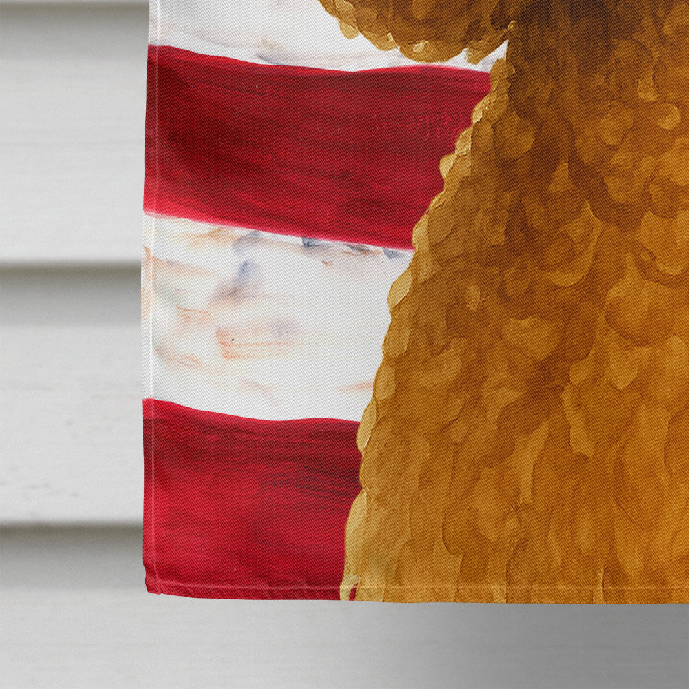 Apricot Standard Poodle American Flag House Flag