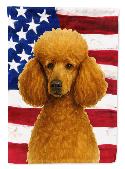 Apricot Standard Poodle American Flag Garden Flag