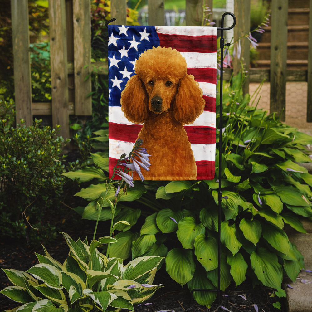 Apricot Standard Poodle American Flag Garden Flag