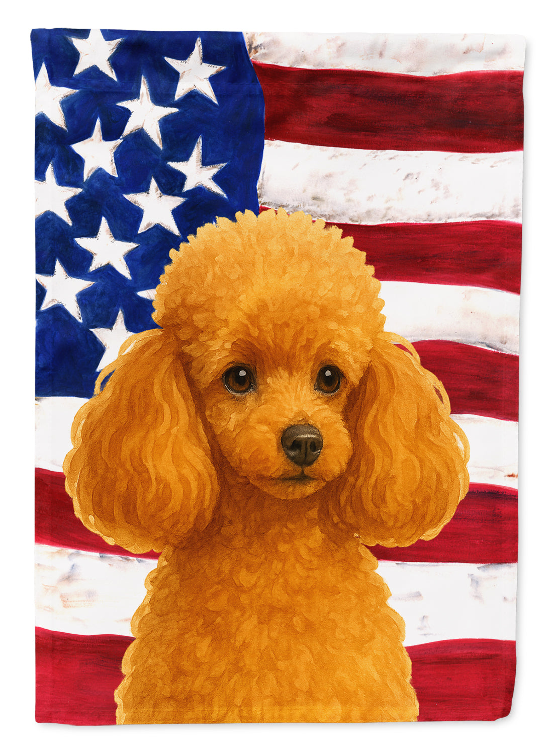 Apricot Toy Poodle American Flag House Flag