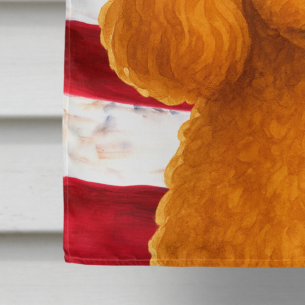Apricot Toy Poodle American Flag House Flag