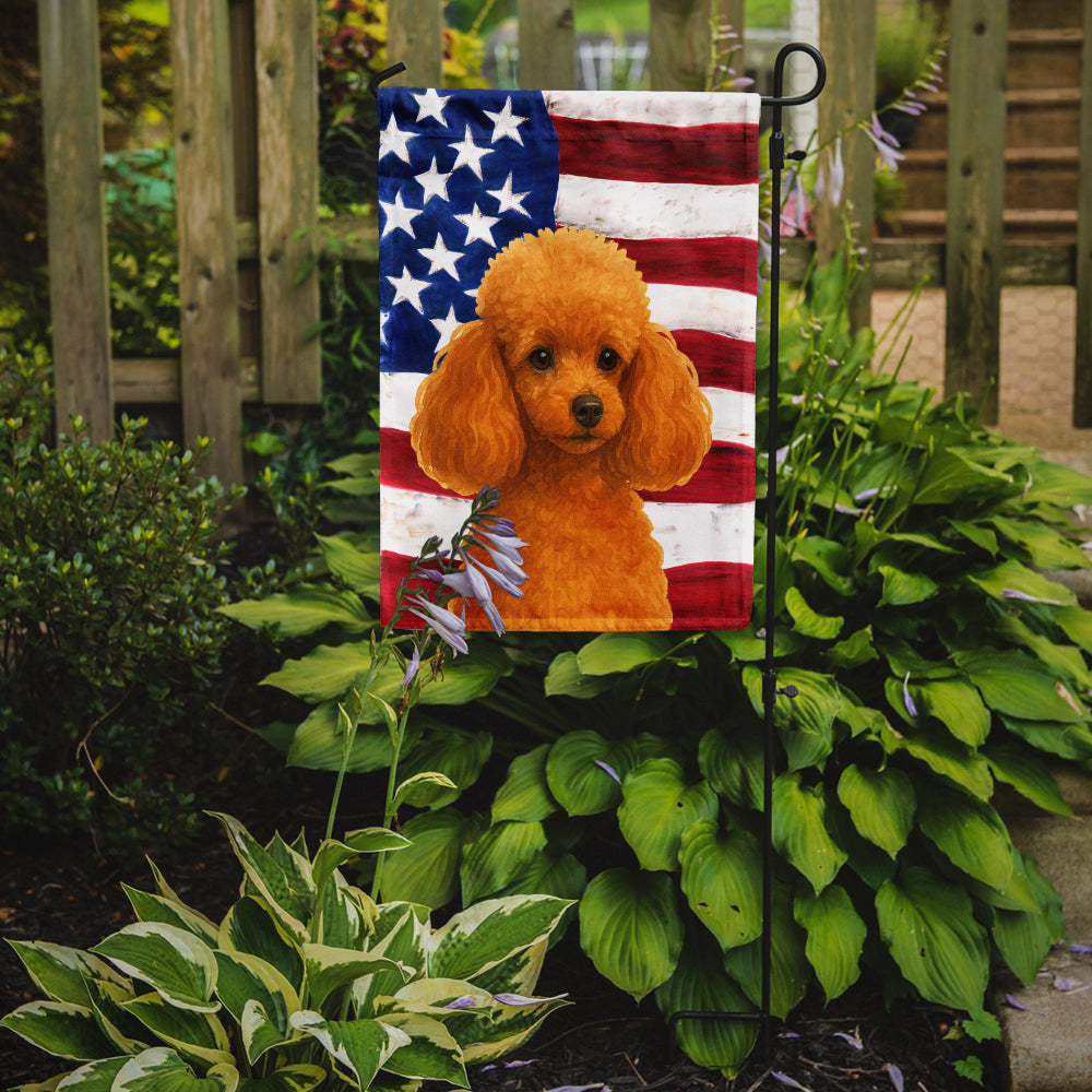 Apricot Toy Poodle American Flag Garden Flag