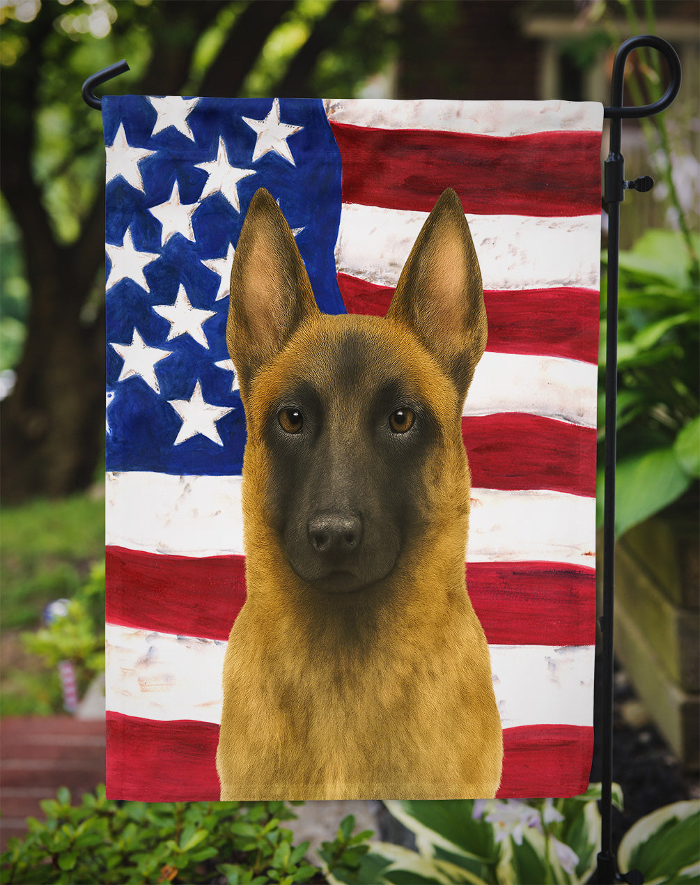 Belgian Malinois American Flag Garden Flag