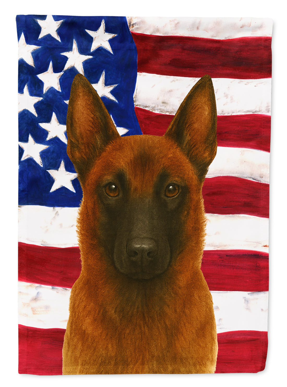 Mahogany Belgian Malinois American Flag House Flag