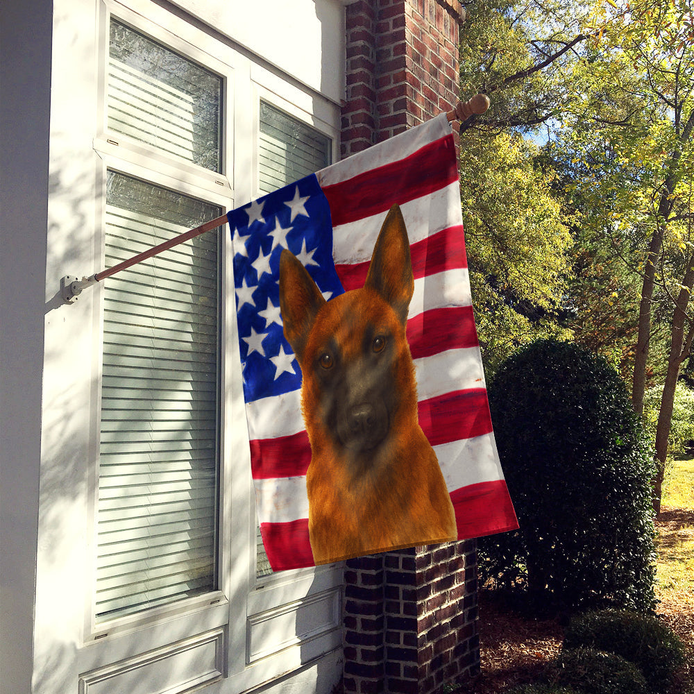 Mahogany Belgian Malinois American Flag House Flag
