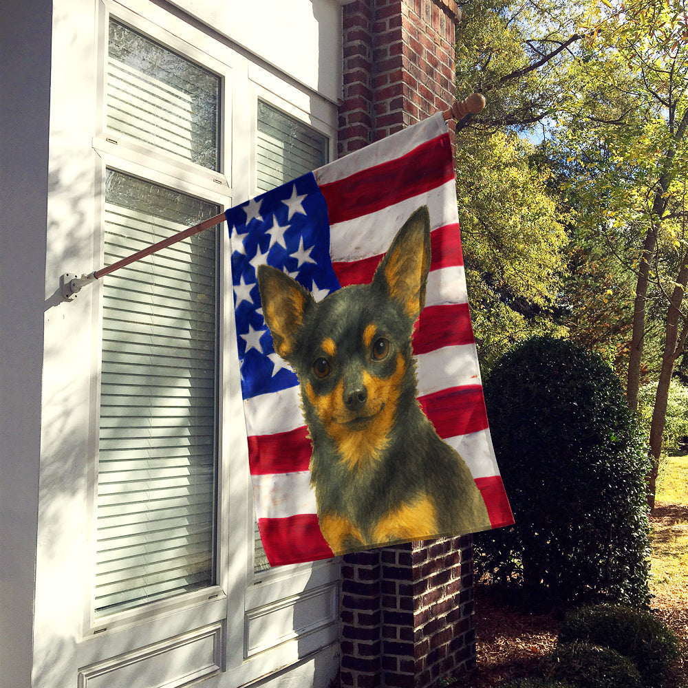 Black and Tan Chihuahua American Flag House Flag