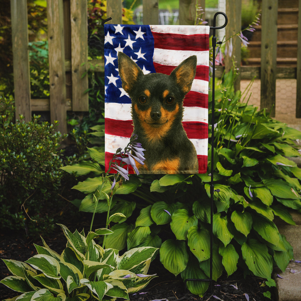 Black and Tan Chihuahua American Flag Garden Flag