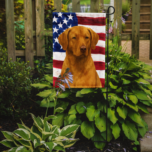 Deadgrass Chesapeake Bay Retriever American Flag Garden Flag